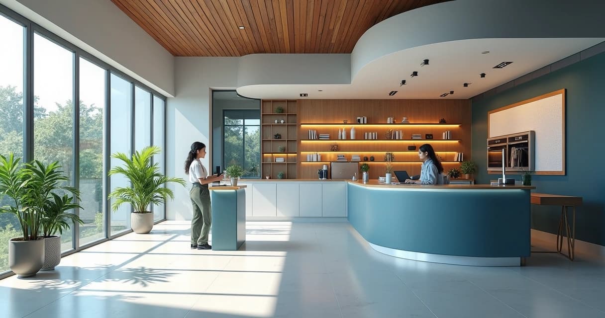 Representação digital detalhada de um funil de atendimento para imobiliárias com etapas coloridas e ícones de clientes e comunicação