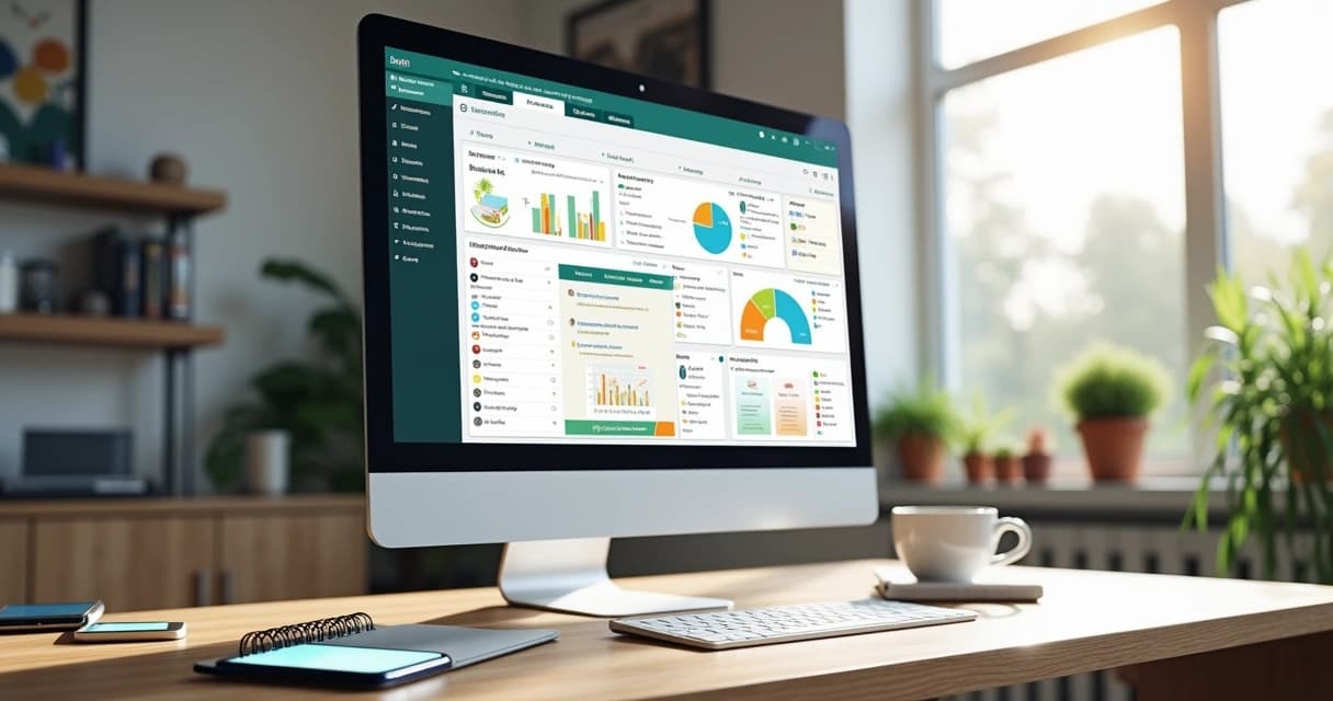 Computador exibindo interface de CRM integrado ao WhatsApp com mensagens automáticas e organização de leads