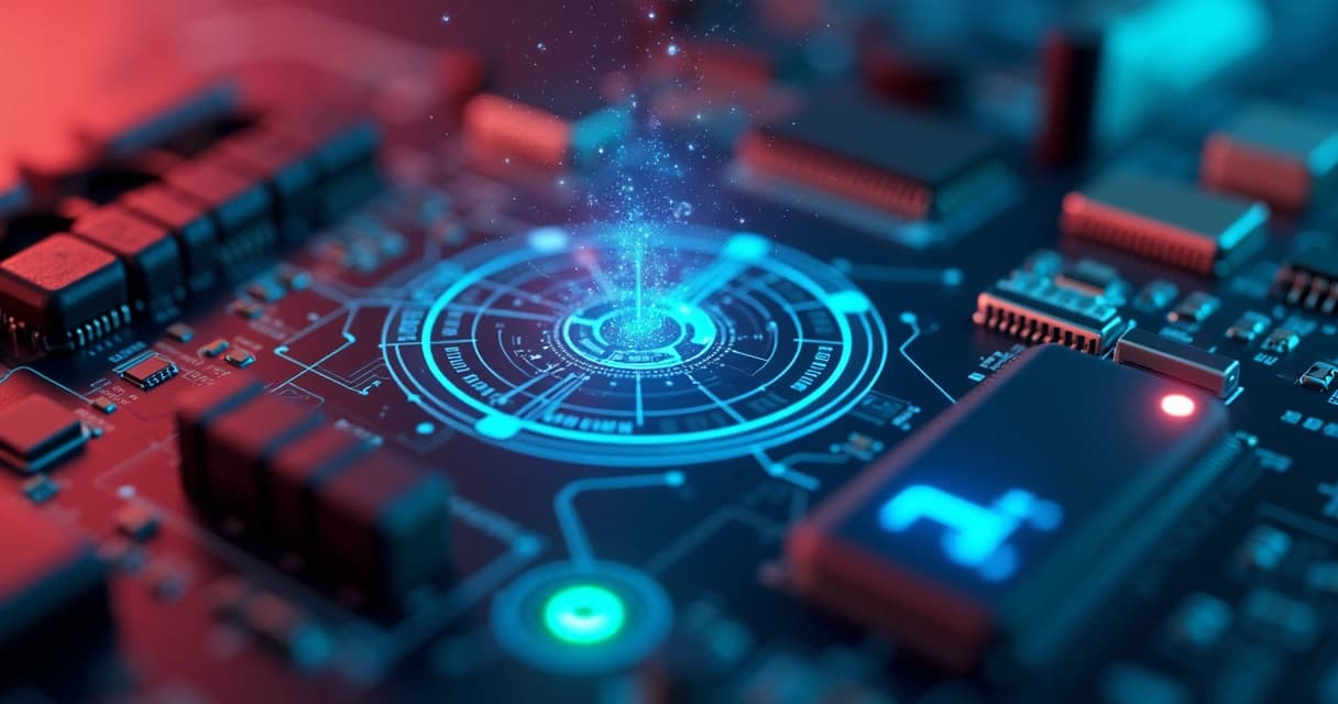 Tela de computador exibindo checklist digital para integração de sistemas imobiliários com gráficos e ícones digitais ao redor