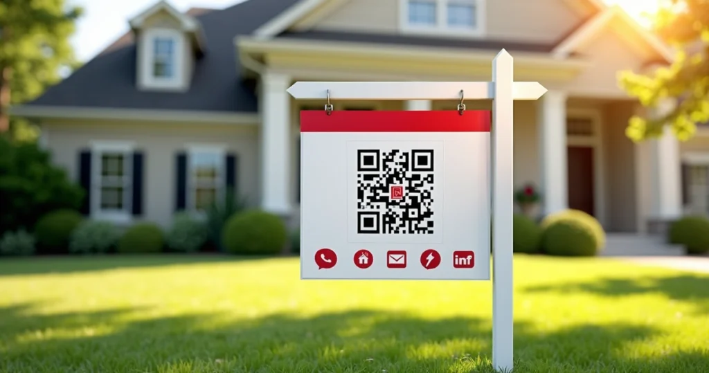 Placa de imóvel com QR Code em destaque para captação de leads